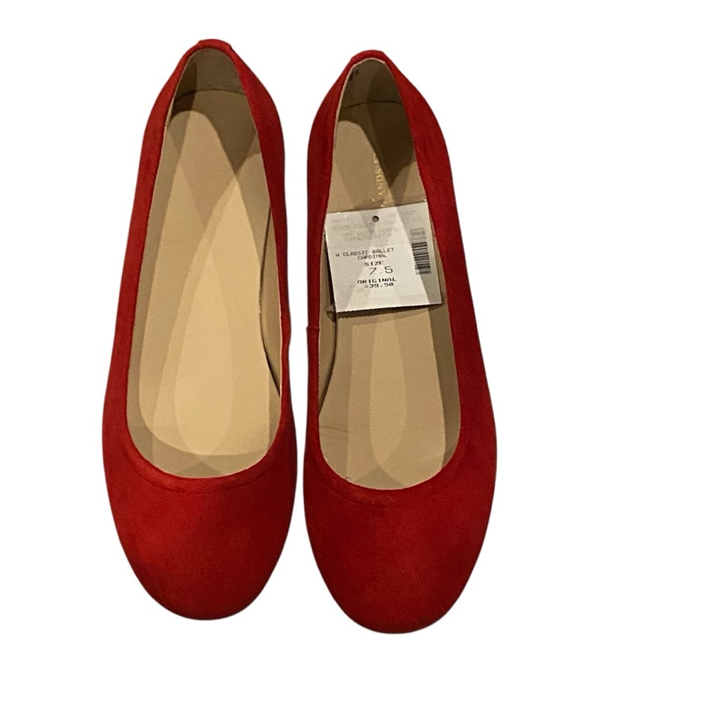 Lands End Cardinal Red Velvet Flats Size 7.5